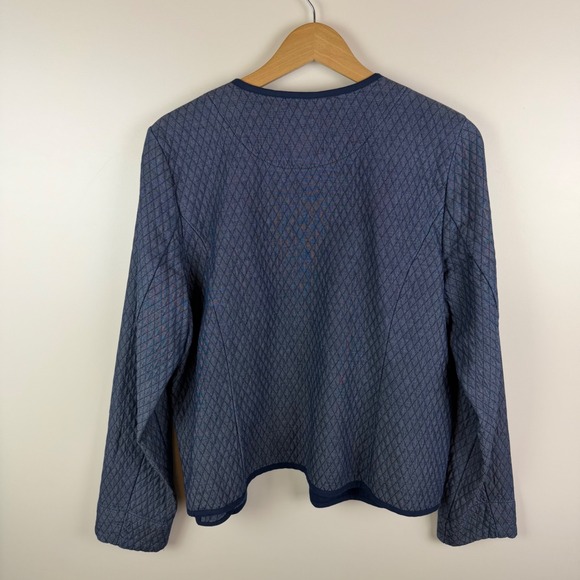 Isaac Mizrahi Live Quilted Snap Front Jacket Medium Blue Comfy Fall Layering - Picture 5 of 10